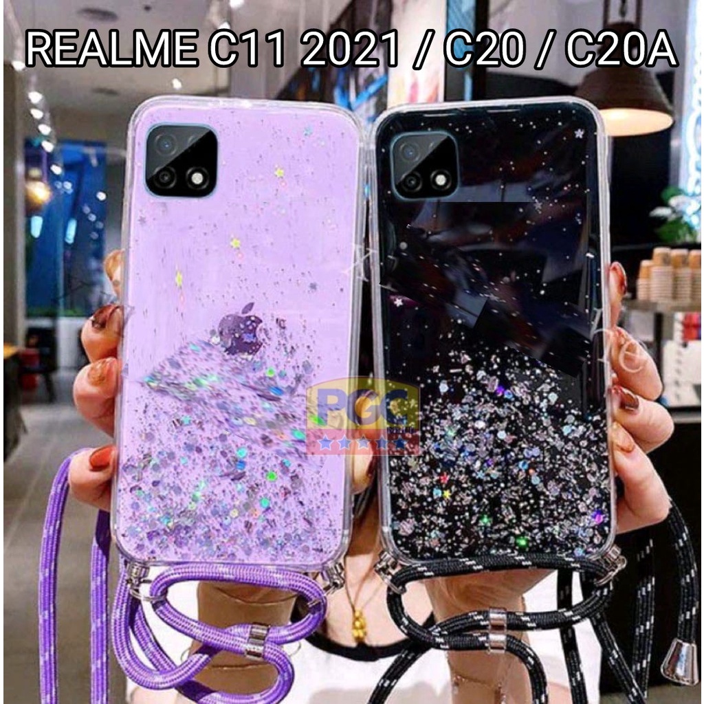 CASE GLITER + TALI  ( REALME C11 2021 / C20 / C20A )  SILIKON HP TERLARIS 2023 - PGC MALL