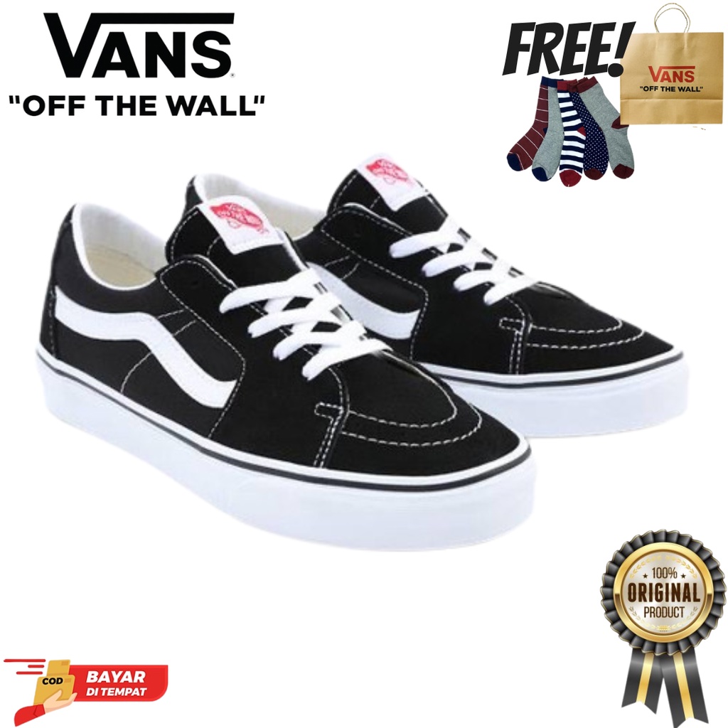 SALE DISKON! V4NS SK8-LOW BLACK/WHITE CLASSIC 100% ORIGINAL BNIB