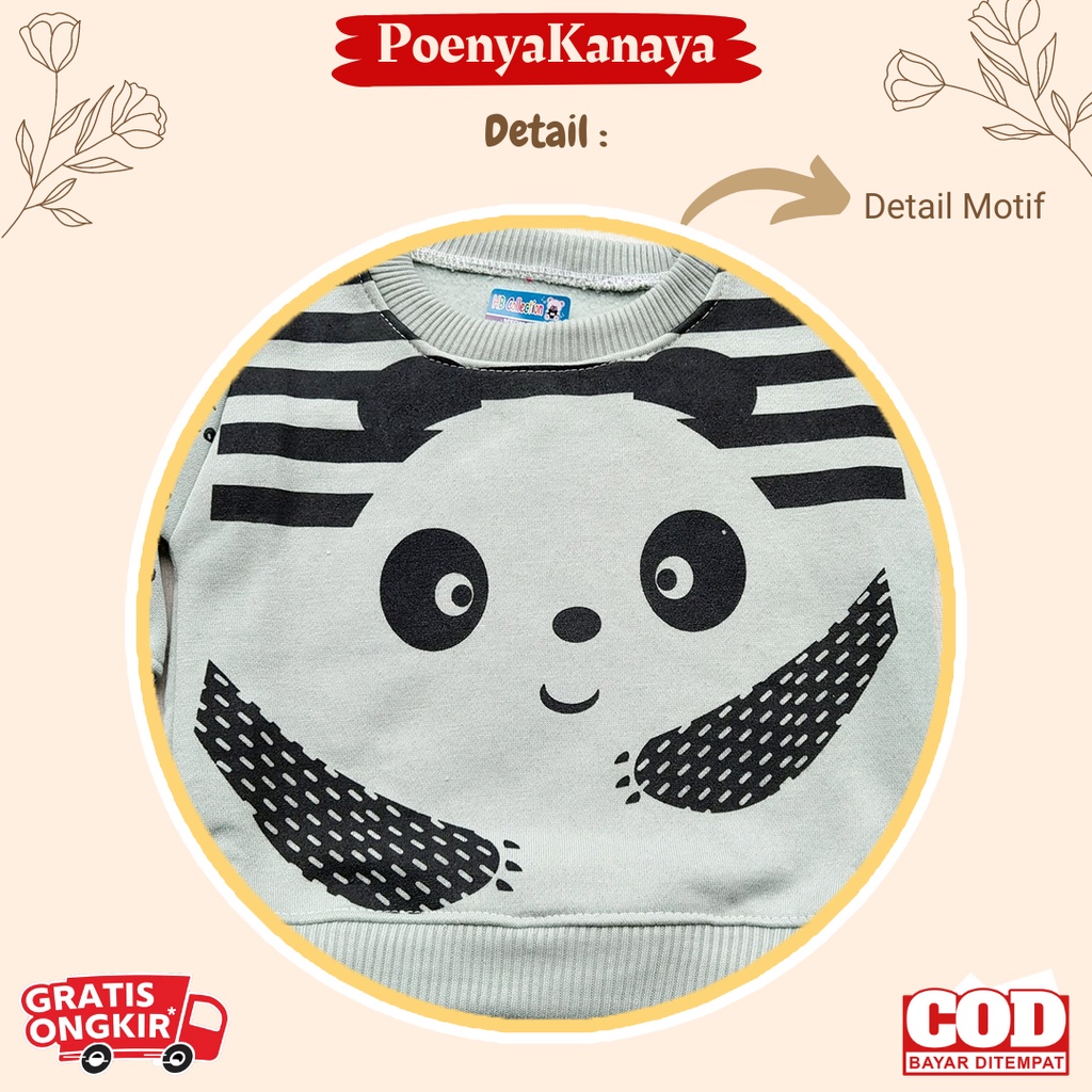 Setelan Sweater Jaket Bayi Anak Panjang PANDA HBc Size 6-18 Bulan SPY60