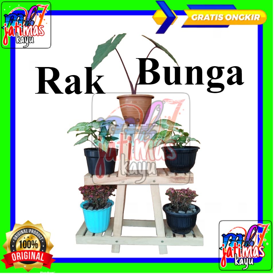 Rak bunga minimalis dari kayu halus murah, tempat pot bunga di luar maupun dalam ruangan