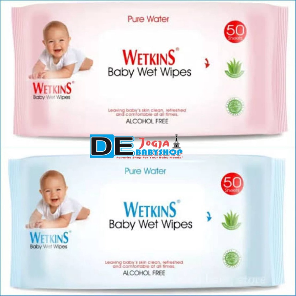 Jual WETKINS BABY WIPES BANDED 50 SHEET FREE 50 SHEET KEMASAN BABY BIRU