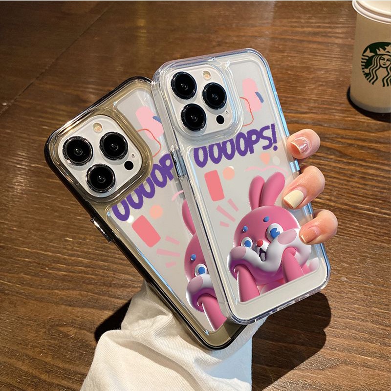 IPHONE Kelinci Lucu Soft Phone Case Kompatibel Untuk Iphone14 11 13 12 Pro XS Max XR X8 7 6S Plus Casing Transparan Silikon TPU Shockproof Cover