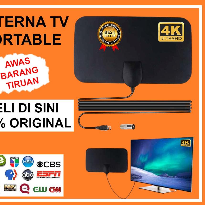 ☏ Antena TV Digital Indoor Led Dalam Ruangan Rumah Portable Antenna Penguat Sinyal TV B81 ●