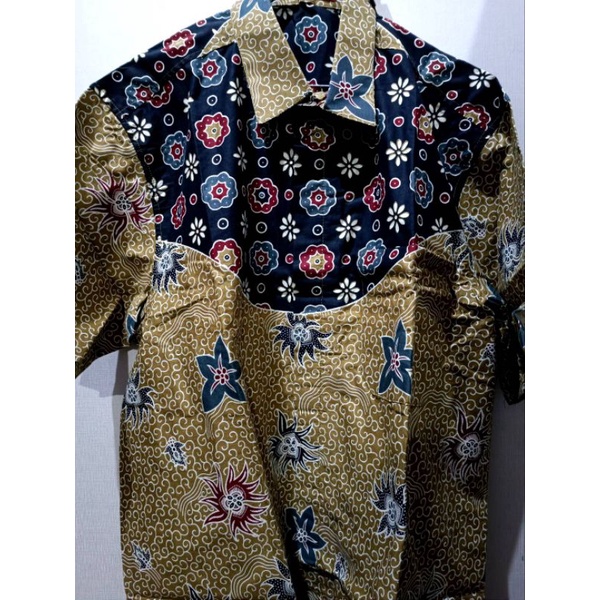 Baju Batik Pria lengan pendek modern kemeja hem batik solo kain katun