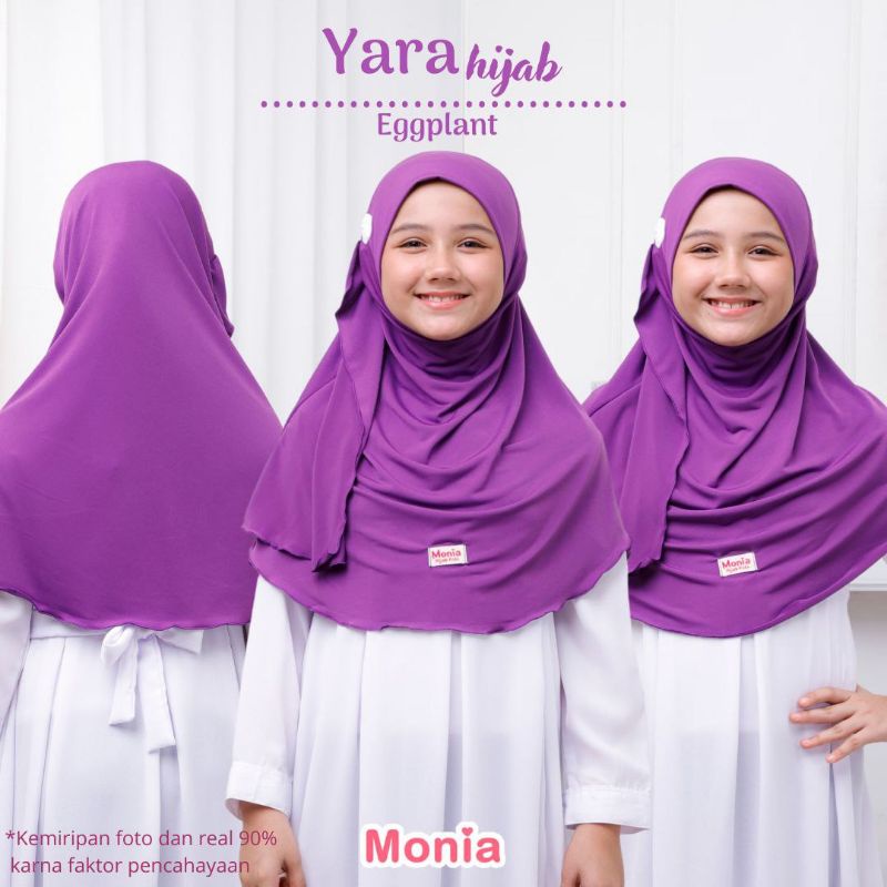 Yara Hijab by Monia Hijab Kids Eggplant size MLXL | Hijab Terbaru