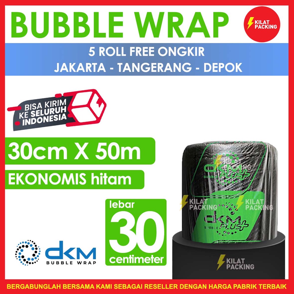 

PLASTIK BUBBLE WRAP 30CM X 50M HITAM EKONOMIS DKM PLUS TERMURAH SATUAN