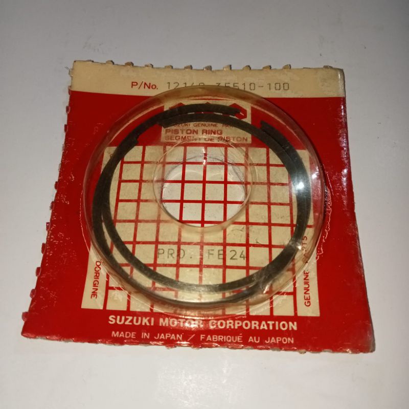 ring piston ring seker seher Suzuki RC100 oversize 1.00 original kode part 12140 35510 100 NOS ori S