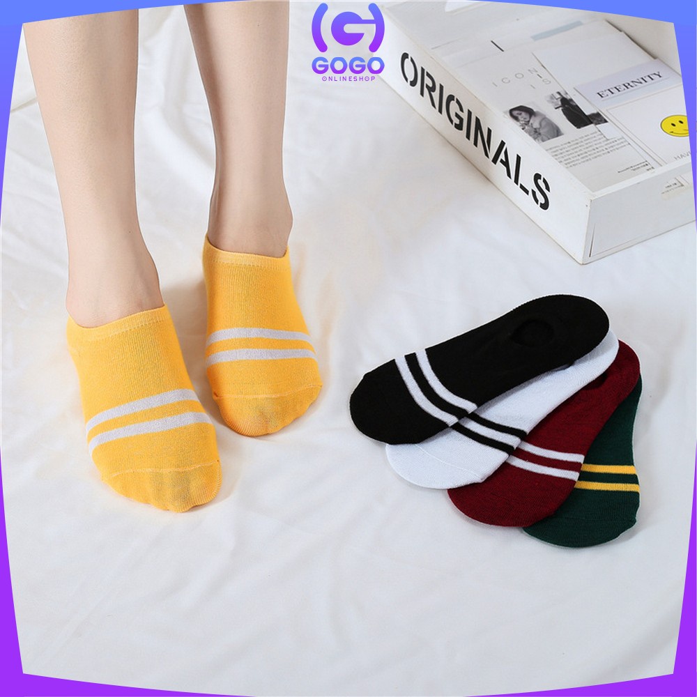 GOGO-P53 Kaos Kaki Pendek Dewasa Motif Garis Ankle Sock / Kaus Kaki Semata Kaki Short Socks Import