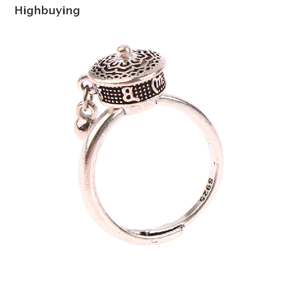 Hbid Buddhist Doa Tibet Roda Cincin Keberuntungan Cakra Cincin Lotus Bunga Cincin Terbuka Adjustable Rotag Rings Hadiah Glory