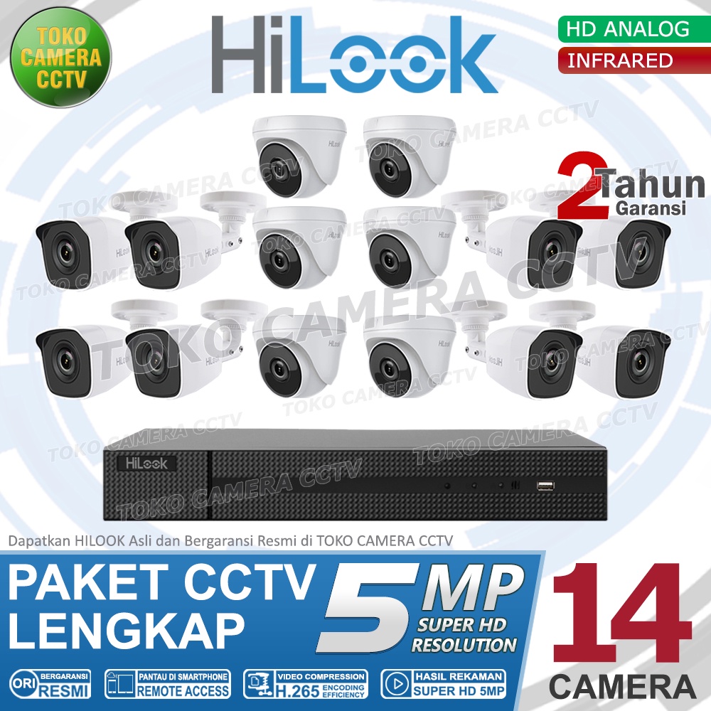 PAKET CCTV HILOOK 5MP 16 CHANNEL 14CAMERA