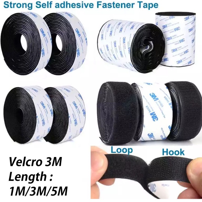 Tape Velcro 3M Hook & Loop 1M/3M/5M Double Tape Perekat Serbaguna