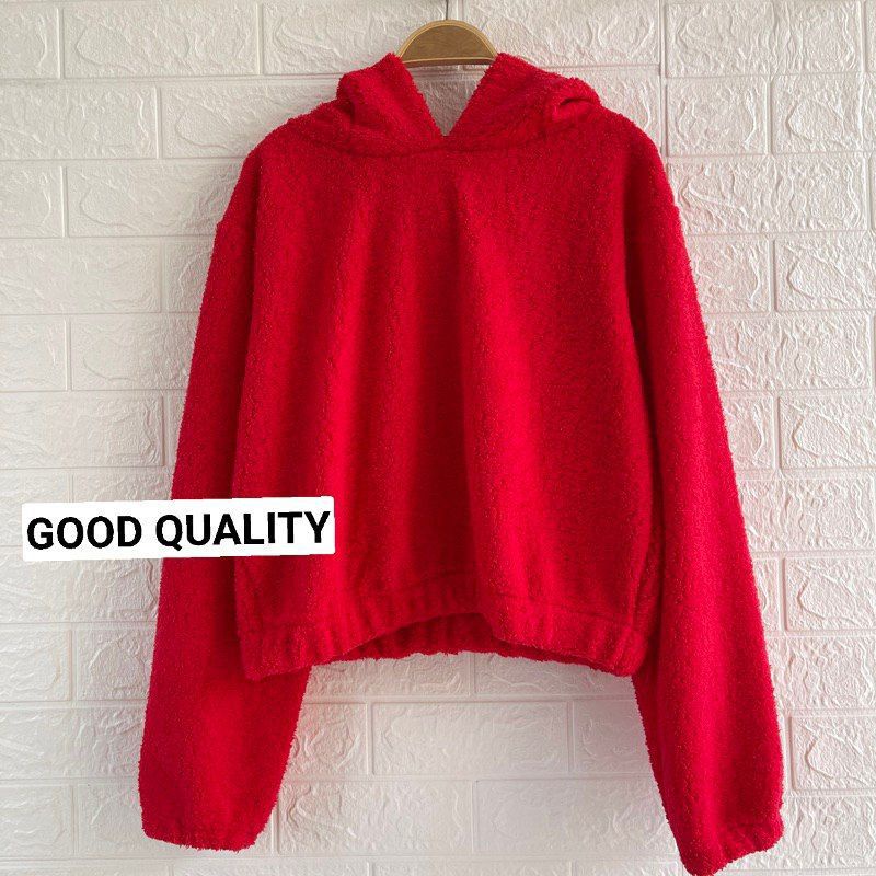 Sweater Hoodie wanita BEAR Bahan full rajut bulu