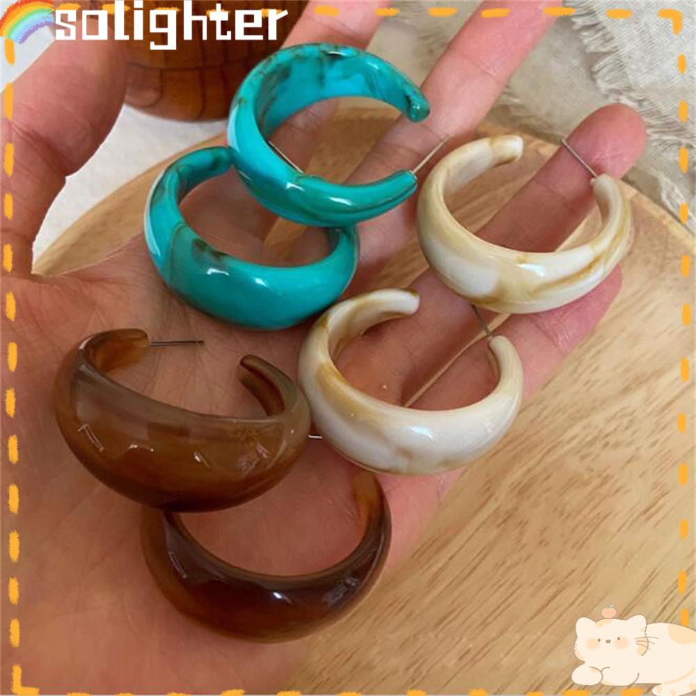 Solighter Acrylic Colorful Earrings Statement Party Hoop Menjuntai Anting Asam Asetat
