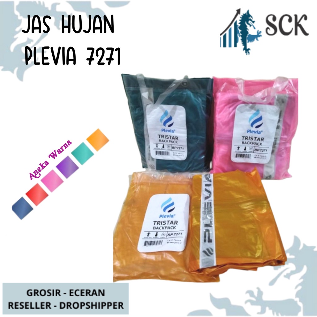 Jas Hujan PLEVIA 7271 Pria Wanita Tristar Dewasa [Backpack] / Mantol / Jas Hujan Plevia - sckmenwear GROSIR