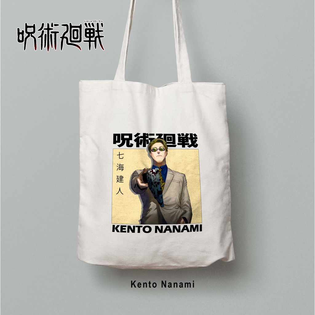 Totebag Anime Jujutsu Kaisen Sukuna Gojo Satoru Megumi Nanami Tote bag premium Totebag zipper totebag velcro Termurah