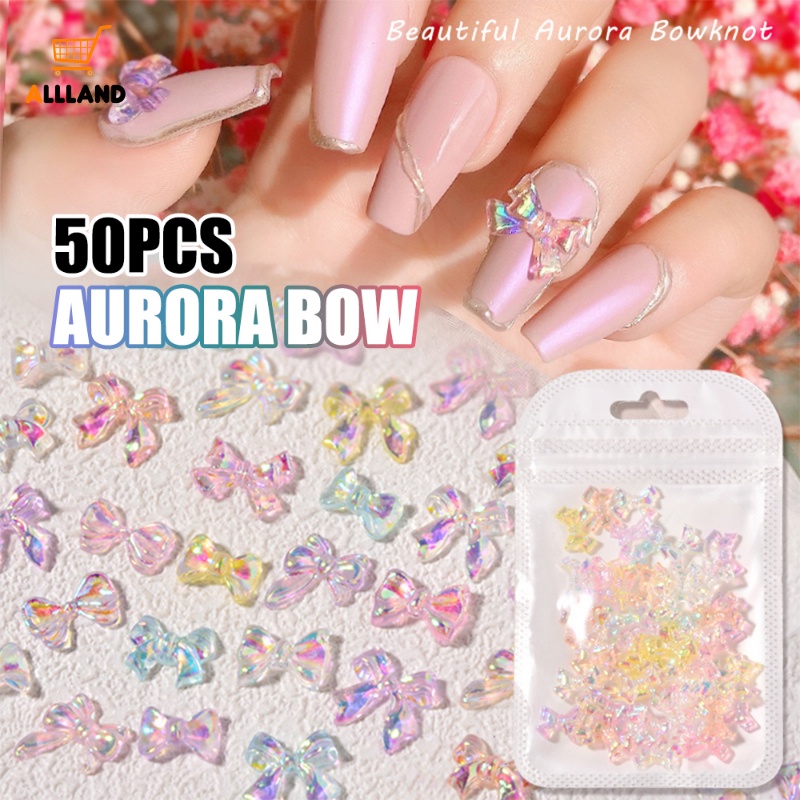 3d Aurora Ikatan Simpul Hiasan Pesona Kuku/Bow Resin Nail Art Dekorasi/DIY Manicure Accessories