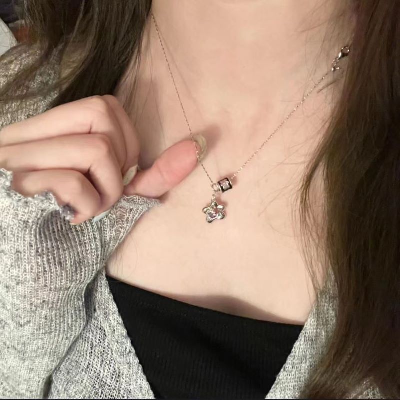 Kalung Geometri Bunga Bintang Berlian Imitasi Fashion Alloy Untuk Wanita