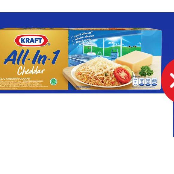 

☋ Keju Kraft Cheddar All-in-1 2kg - Kraft Cheese ☛