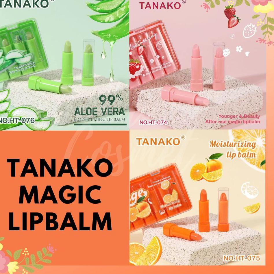 ☞ [Dapat isi 10 PCS] Tanako Magic Lipbalm Strawberry / Aloevera / Orange. ❃