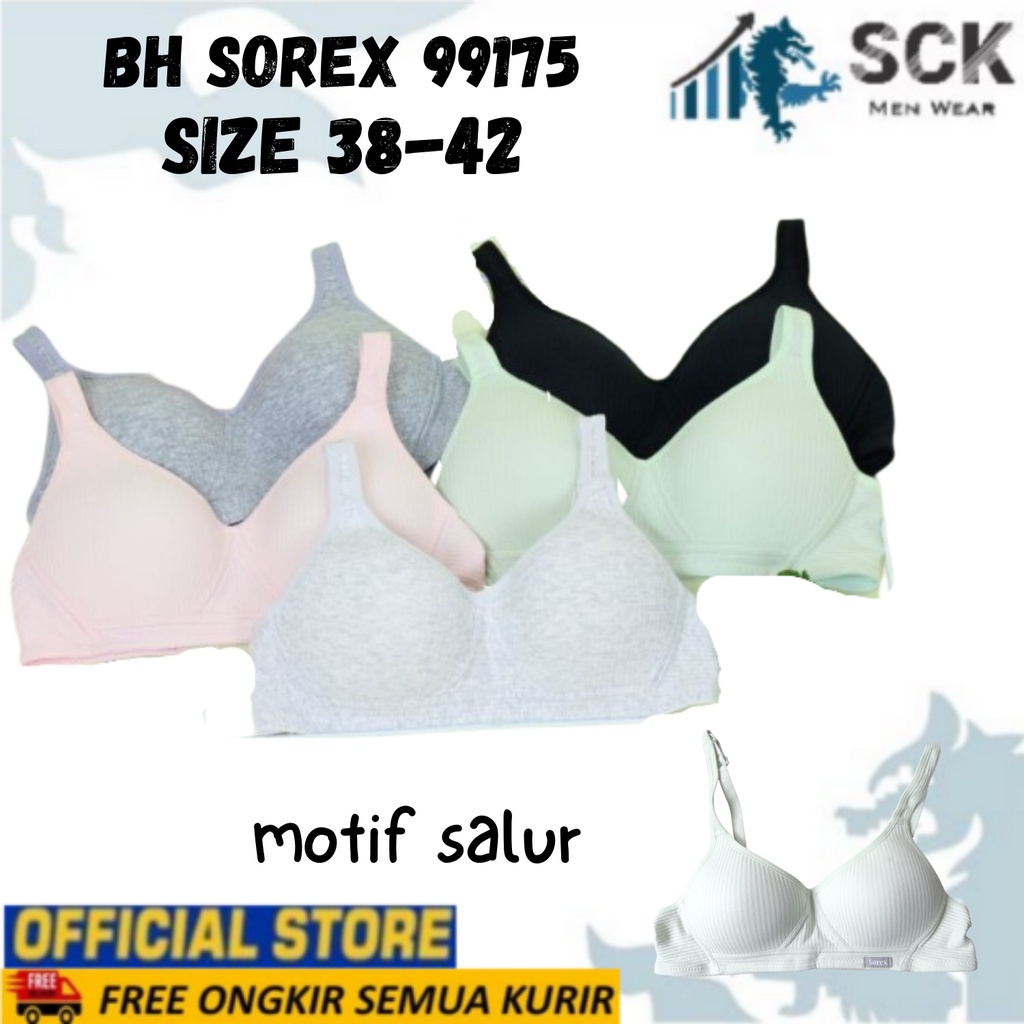 BH SOREX 99175 Tanpa Kawat Busa Tipis / Pakaian Dalam Wanita Motif Salur GROSIR