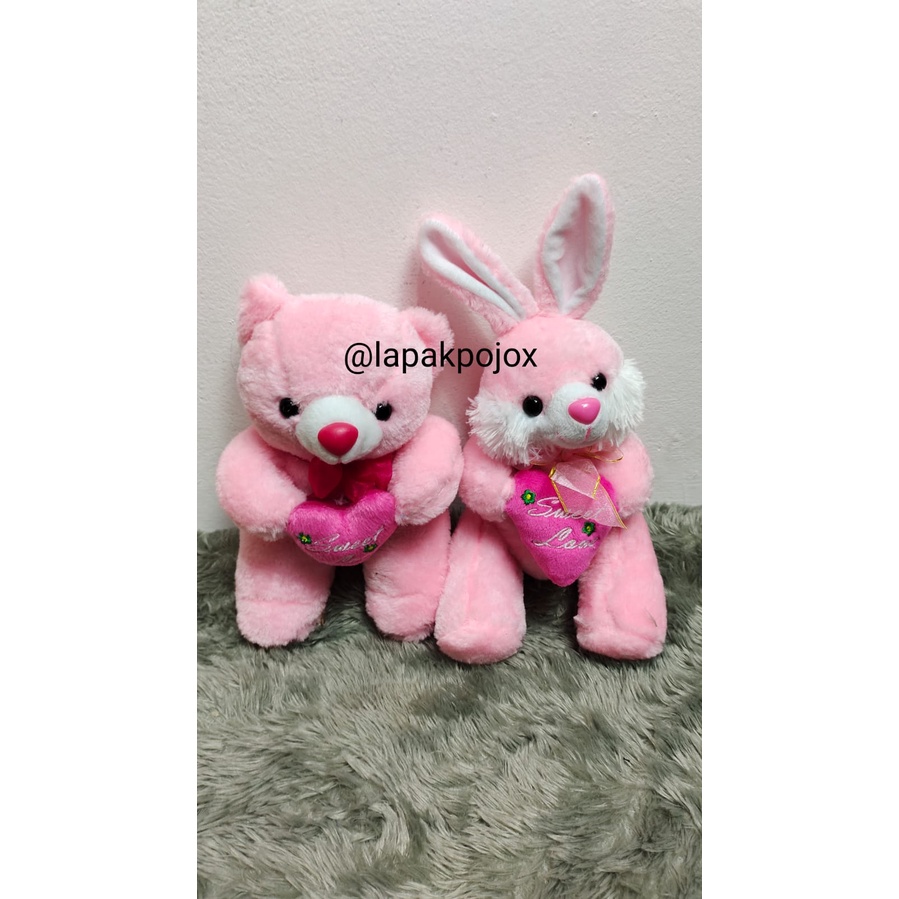 Boneka Kelinci dan Bear duduk Love lucu size S