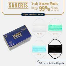 Saneris Masker Medis Headloop / Earloop 3Ply 50 pcs