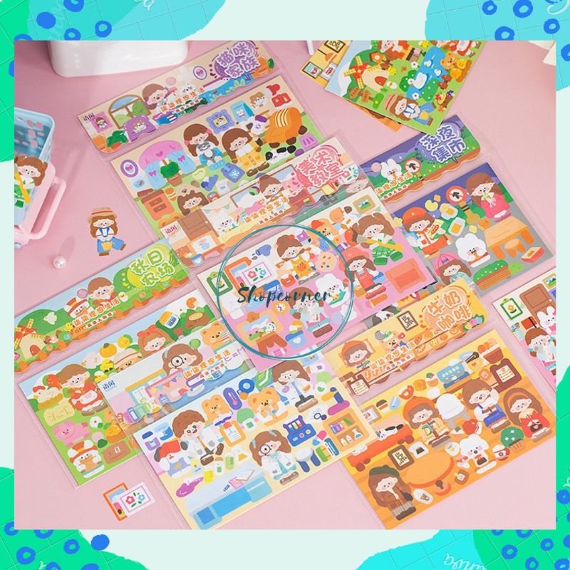 

Stiker + Background DIY Motif Kartun untuk Diary, Dekorasi, Scrapbook