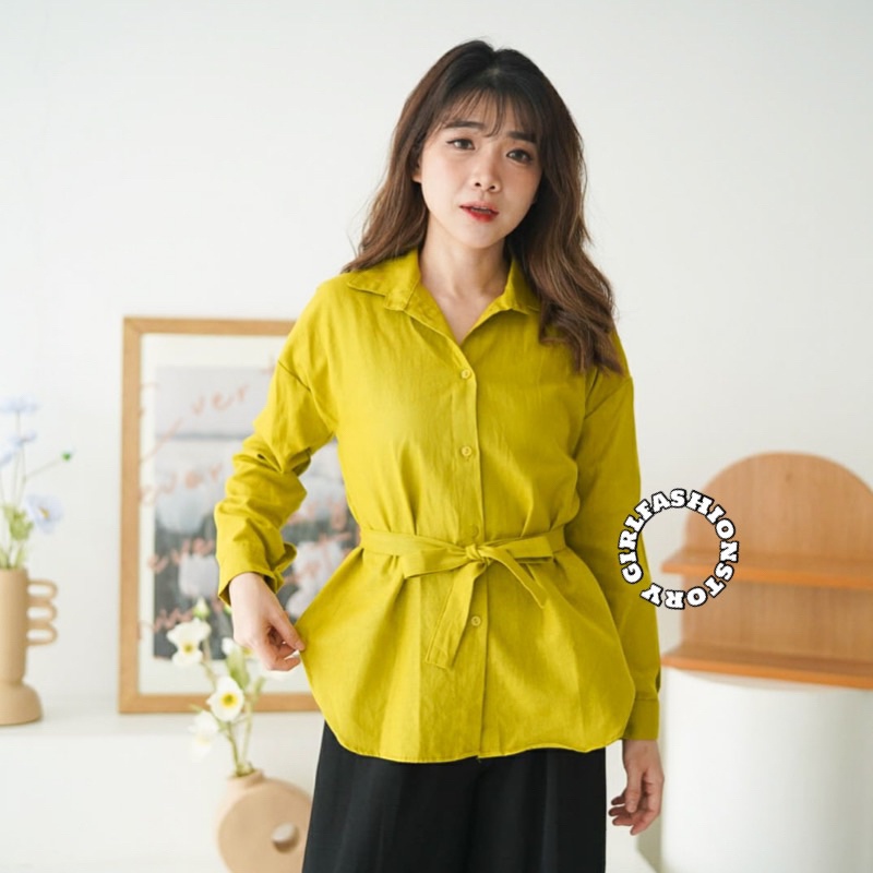 BEFAST - ZFS OOTD BLOUSE WANITA JOYA / PURRY LINEN BLOUSE / Blouse Model Terbaru / Pakaian Wanita Casual / Blouse Polos Formal / Atasan Lengan Panjang / Fashion Wanita Kerja/Kondangan / Blouse Ikat pinggang Trendy / Outfit Wanita Kekinian remaja ABG