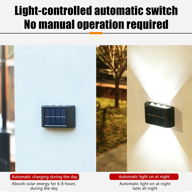 【COD】LED Lampu Dinding Surya/Lampu Lampi Dinding Outdoor Tenaga Surya/Lampu Halaman Luar Ruang/Lampu Dinding Tahan Air-IP65