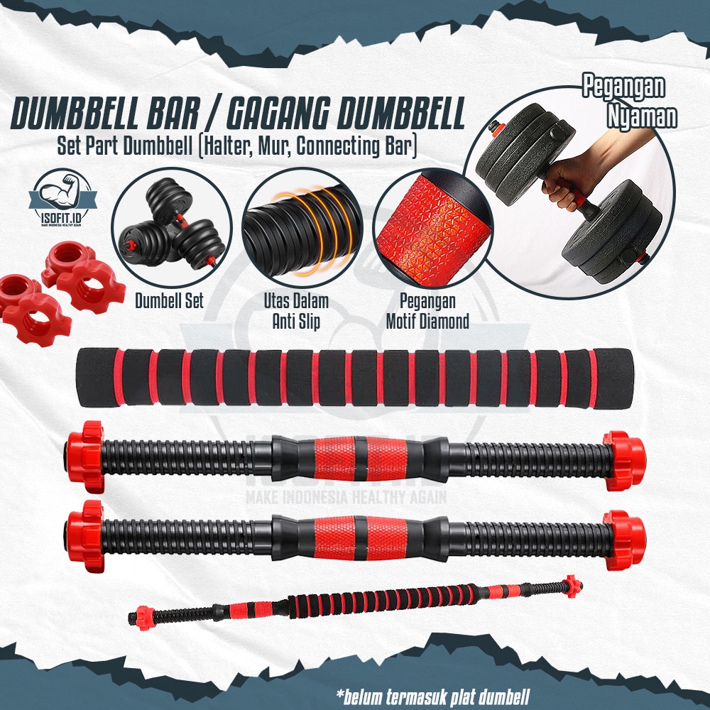New Isofit Part Dumbell Set / Dumbell Bar / Gagang Dumbell / Mur Pengunci Dumbell