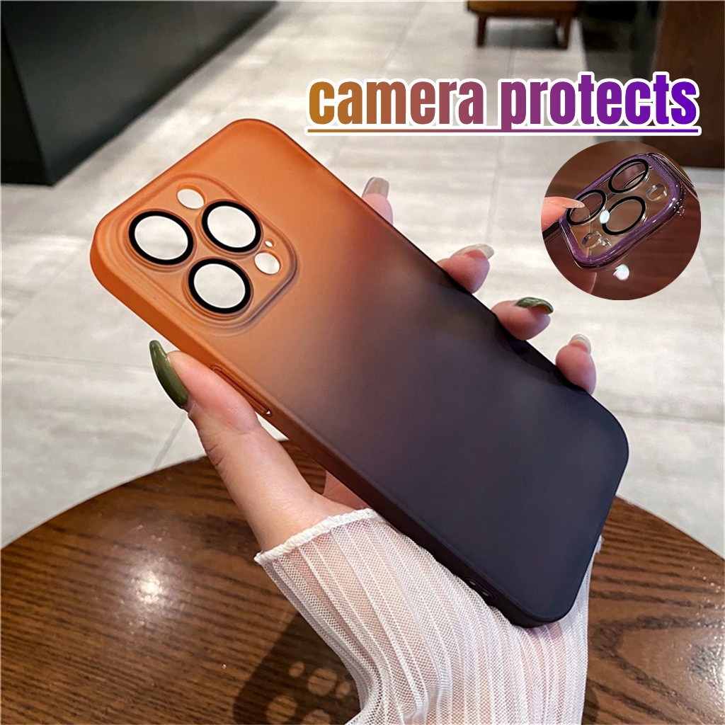 Casing Gradasi Dua Warna Mewah Iphone13 12 Pro Max case Iphone14 Promax14 Plus Kamera Tahan Guncangan Tertutup Penuh Melindungi Lensa case iPhone