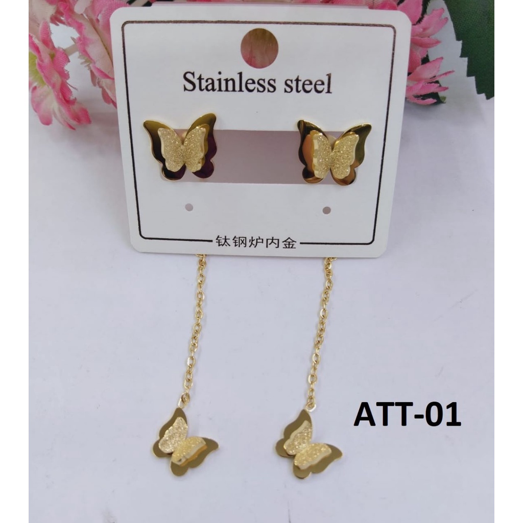 ANTING TITANIUM TINDIK EMAS GOLD RANTAI KUPU TERMURAH / DUNIA GELANG TERBARU