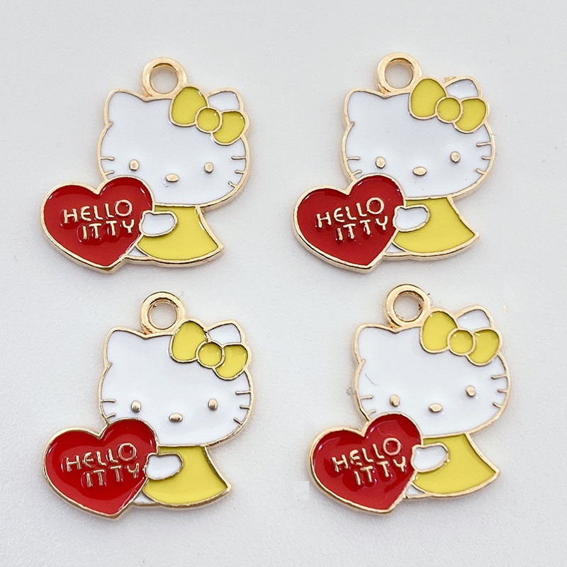 4pcs Alloy Drop Oil Love Kitten Pendant Perhiasan Anting Kalung Liontin Handmade DIY Bahan