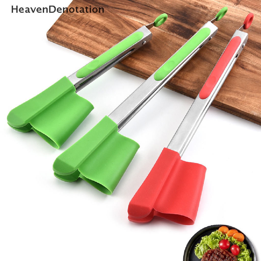 [HeavenDenotation] Spatula Dapur 2in1 Klip Penjepit Silikon Tahan Panas Tidak Dapat Ditarik HDV