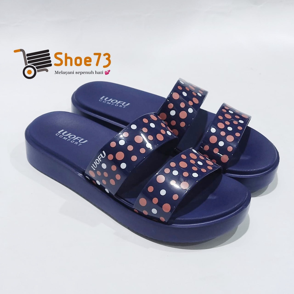 LUOFU E 7199 A1S-B60 NEW SIZE 36-40 ORIGINAL l Sandal Selop ban 2 jelly wanita l Sendal kokop cewek impor