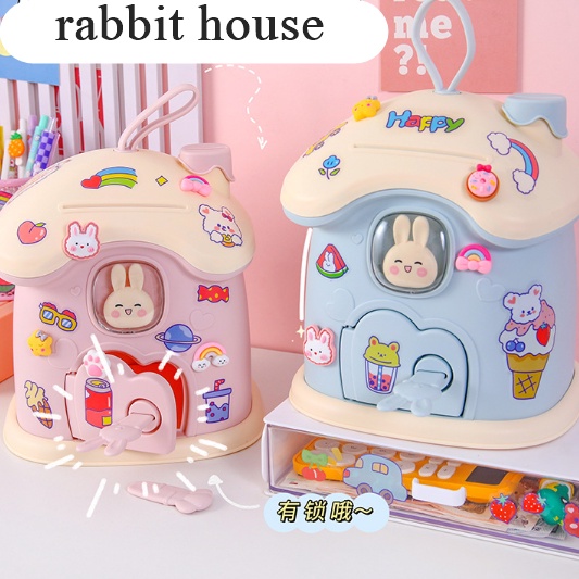 [ORGM] Pajangan Dekorasi Celengan Koin Bentuk Rumah dengan Sticker set 3D Bisa Koin Bisa Kertas Kado Anak