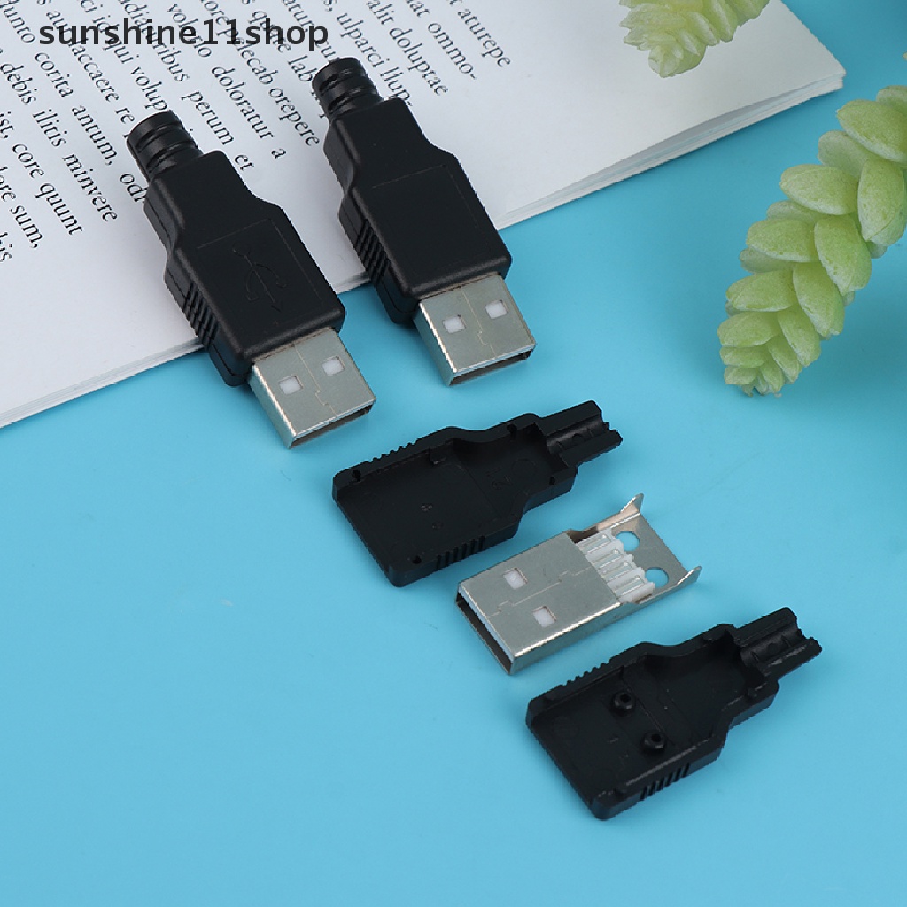 Sho 10pcs Solder USB Male Tipe A 4pin Plug Socket Konektor Colokan USB N