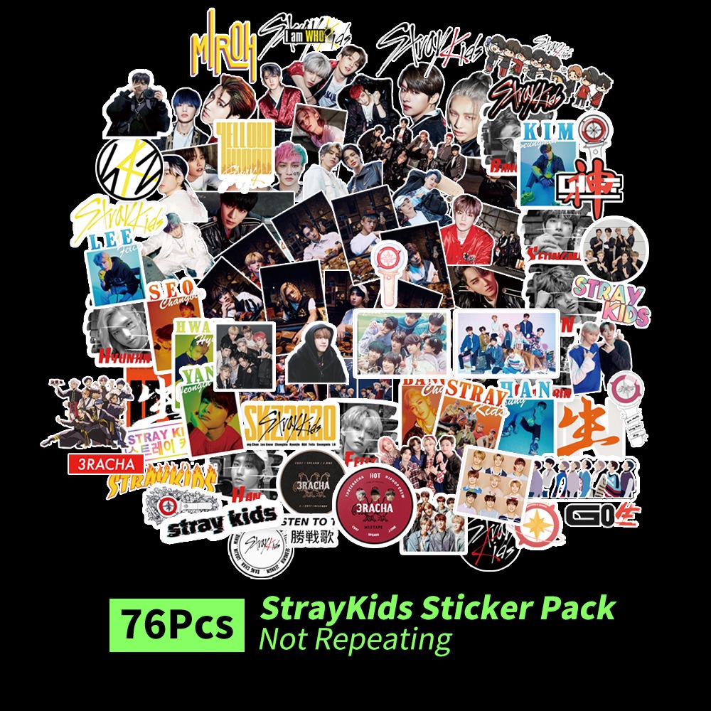 76-102pcs/set STRAY KIDS Kartun Stiker ODDINARY MANIAC MAXIDENT Laptop Ponsel Bagasi DIY Dekorasi Tahan Air Sticker