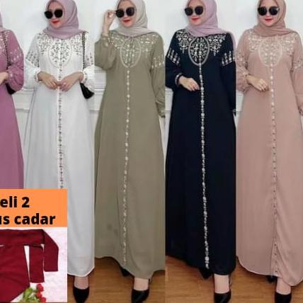 ♦ gamis terbaru / gamis ceruty Babydoll / gamis bordir bunga ♜