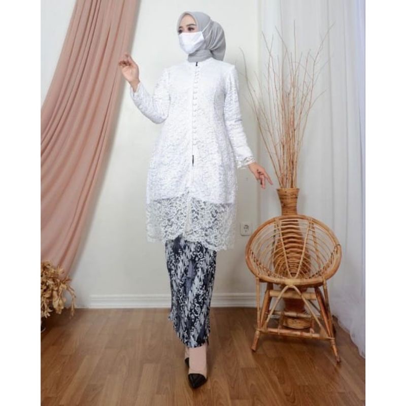 Stelan Tunik Brukat Kancing Tunik Busui Kebaya Sage