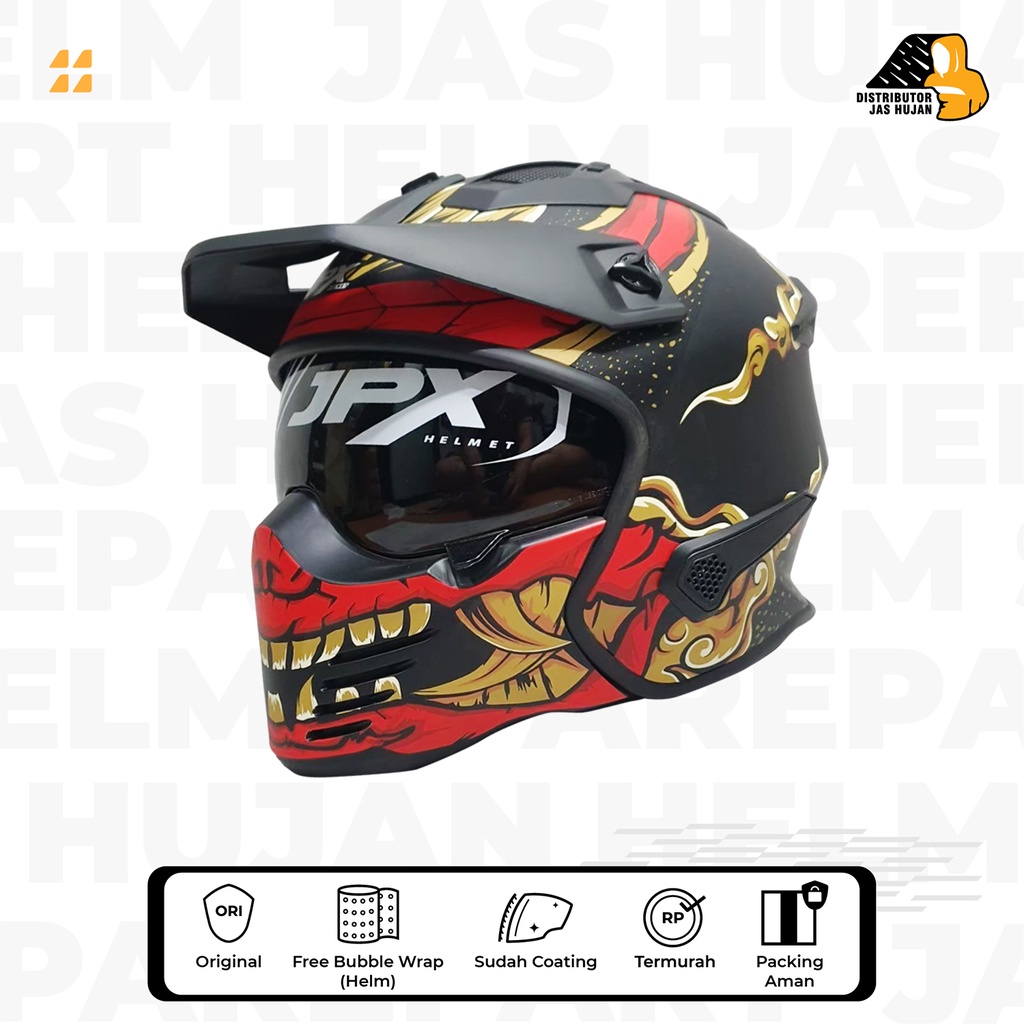 Helm JPX MX 726 R MX 06 Black Matt Red