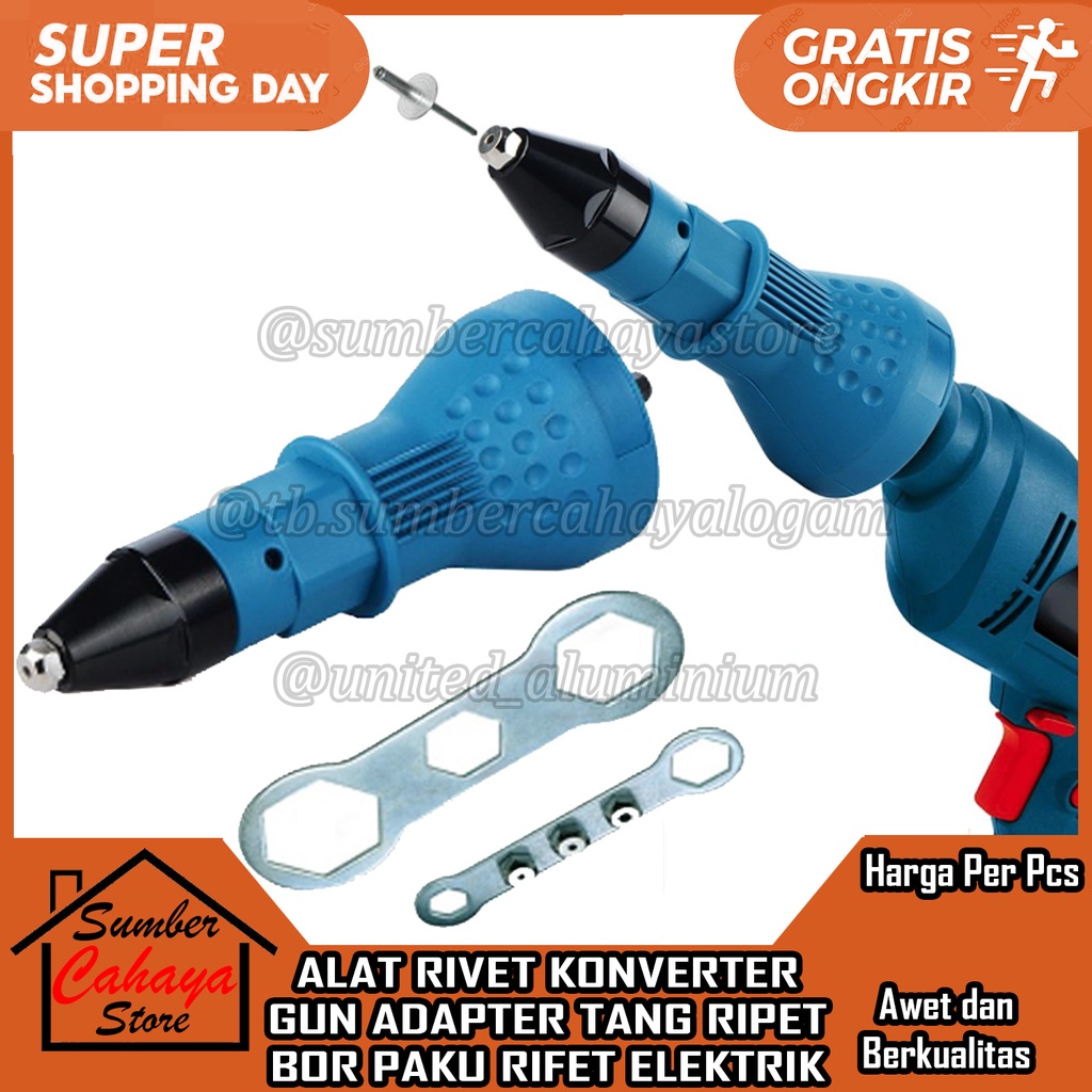 ALAT RIVET TANG SAMBUNG KONVERTER BOR RIPET GUN ADAPTER RIFET PERKAKAS ALAT TUKANG PENYAMBUNG PLAST 