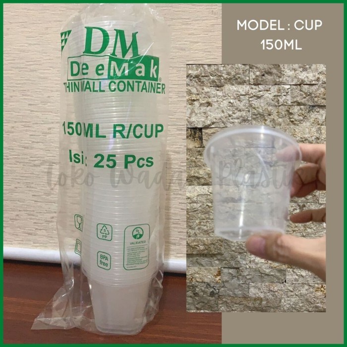 [Cup Bento] Cup Pudding Sambal Bulat Alas Datar Thinwall Dm 150Ml Per Pack Isi 25 [Pc]