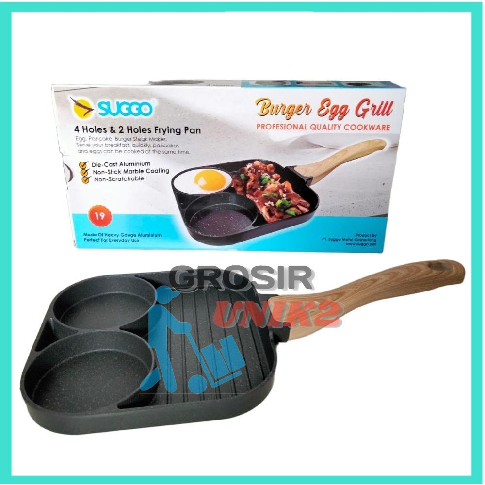 Burger egg grill pan suggo - 2 lubang / Penggorengan Serbaguna Anti Lengket