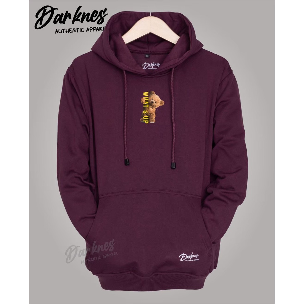 Seater hoodie terbaru pria dan wanita COD (BAYAR DITEMPAT) DARKNESS LIST WHATS UP WARNA MAROON jaket cewew dan cowo korean style