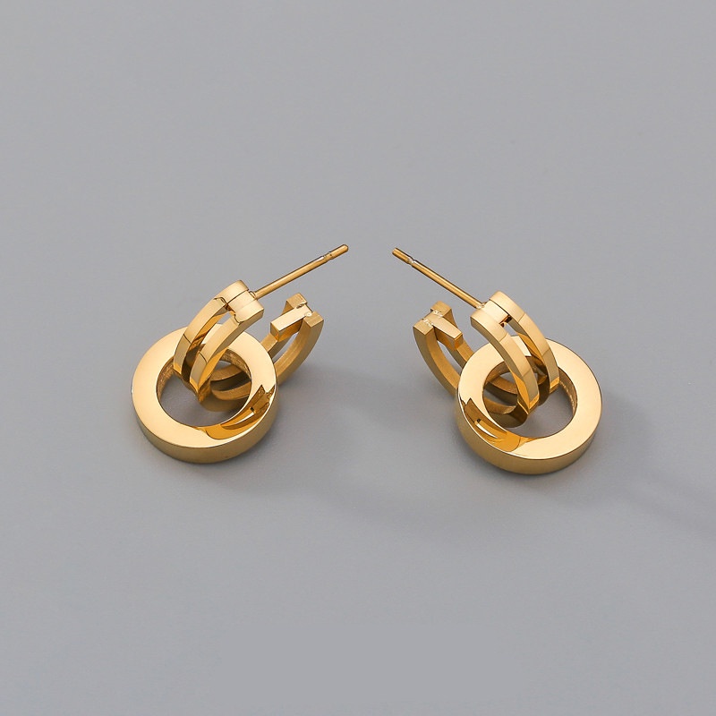 Anting gandeng cincin Titanium Stainless Steel 316L anti karat harga grosir bisa bayar di tempat