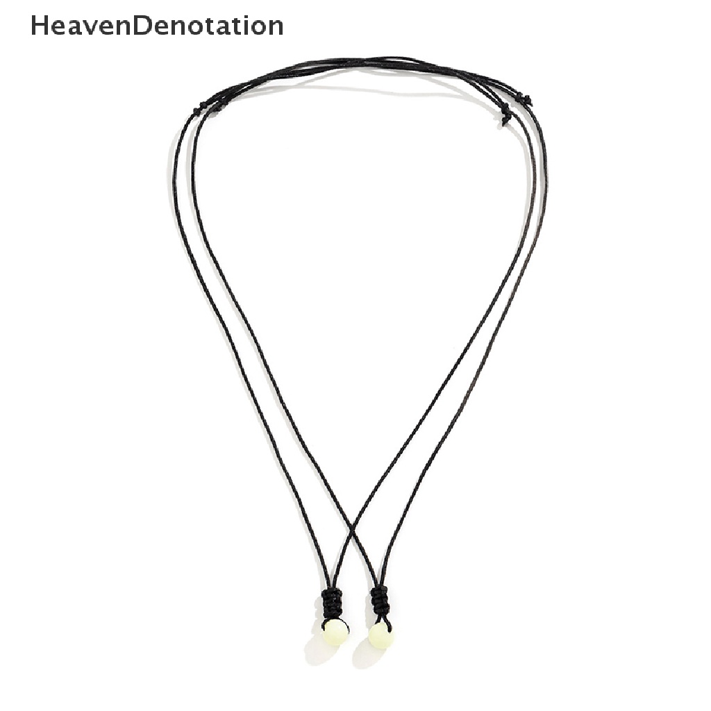 [HeavenDenotation] Goth Sederhana Lapisan Ganda Noctilucent Batu Liontin Tali Hitam Rantai Kalung Untuk Wanita Handmade Adjustable Choker Leher Perhiasan HDV