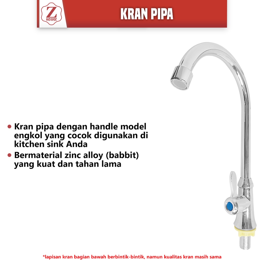 Kran Air Angsa Pipa Meja / Kran Air Cuci Piring / Kran Air Dapur/Keran Air Cuci Tangan/Keran Air Meja