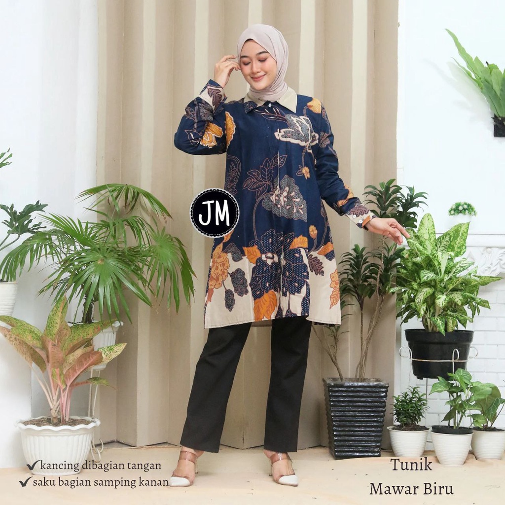 Baju Batik Wanita Modern Tunik Batik Wanita Atasan Batik Kerja Kantor Wanita