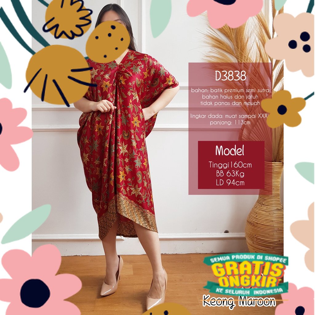 MISSOL kaftan batik semi sutra premium dress wanita formal dress kondangan 3838 D3838 / arisan canti